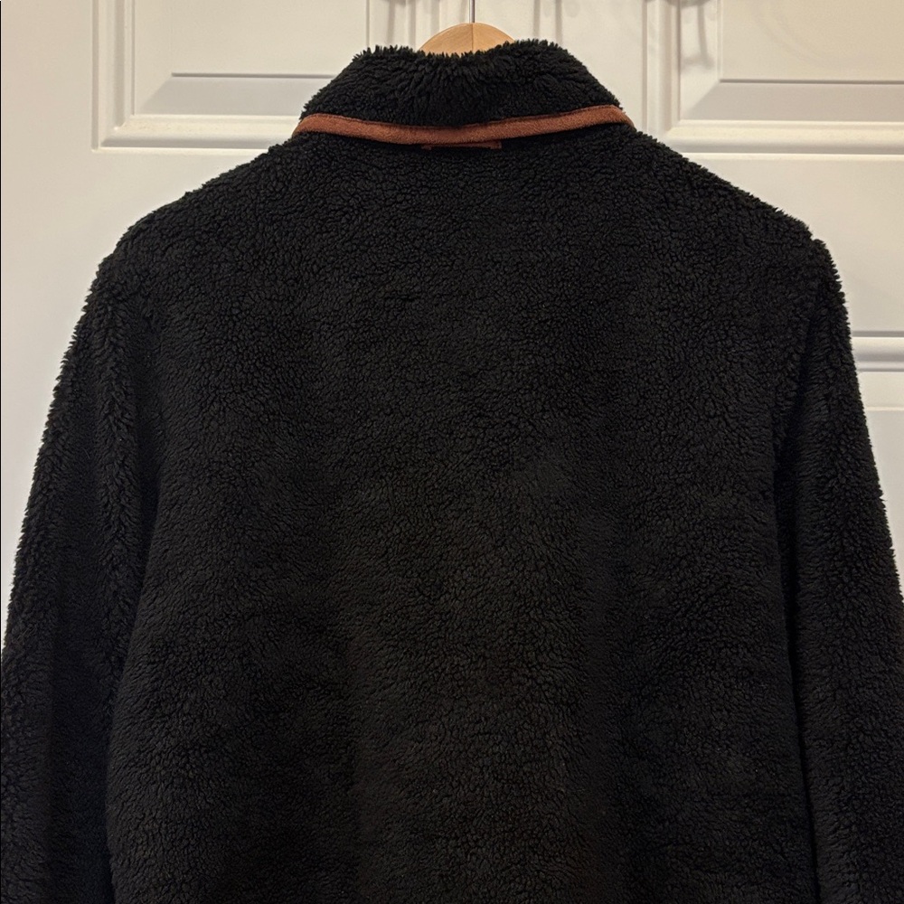 Orvis Toggle-Button Black Sherpa Fleece Jacket Size M - Picture 9 of 15